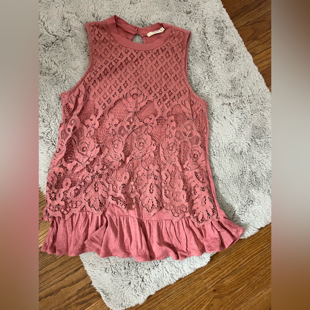 Maurices Dusty Pink Lace Detail Top
